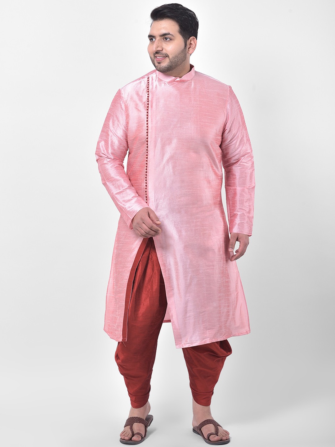 

DEYANN PLUS Men Pink Solid Kurta with Patiala