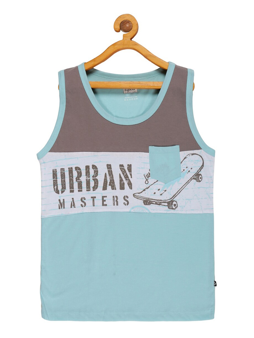 

Dollar Boys Blue & Brown Printed Tank Top