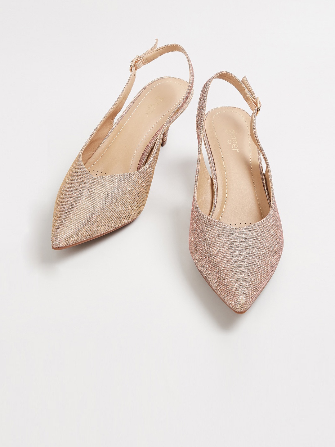 

Ginger by Lifestyle Women Gold-Toned Solid Pumps