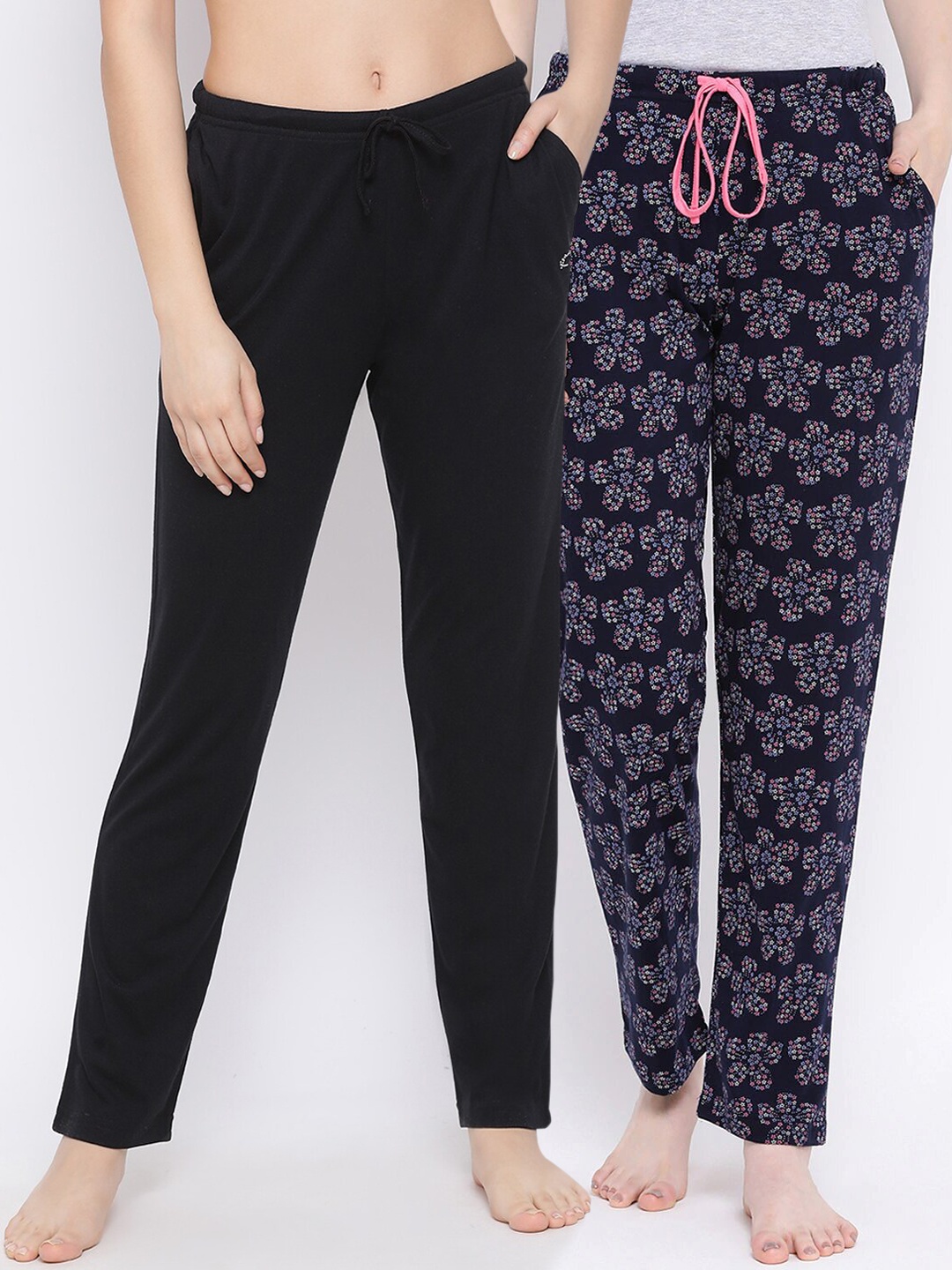 Kanvin Women Pack Of 2 Pure Cotton Lounge Pants, Black