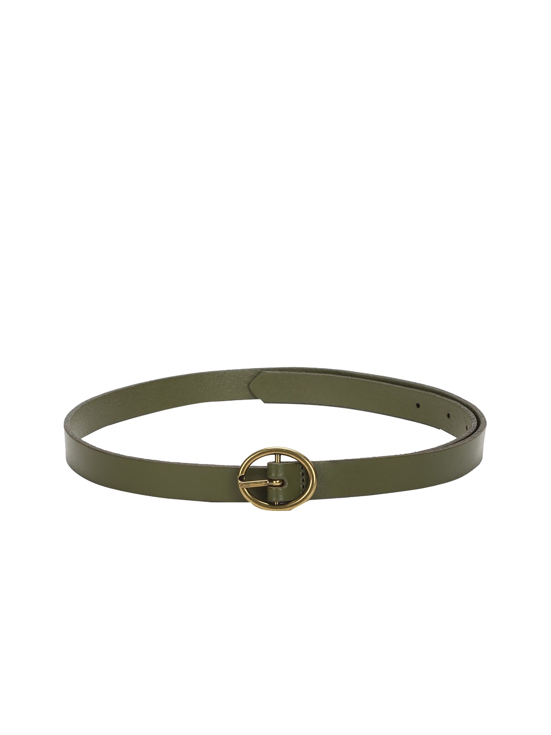 AMERICAN EAGLE OUTFITTERS Women Olive Green & Gold-Toned Solid Leather Belt