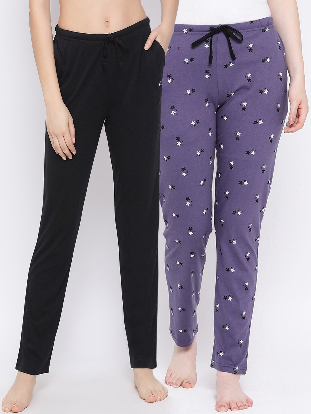 

Kanvin Women Pack Of 2 Pure Cotton Lounge Pants, Black