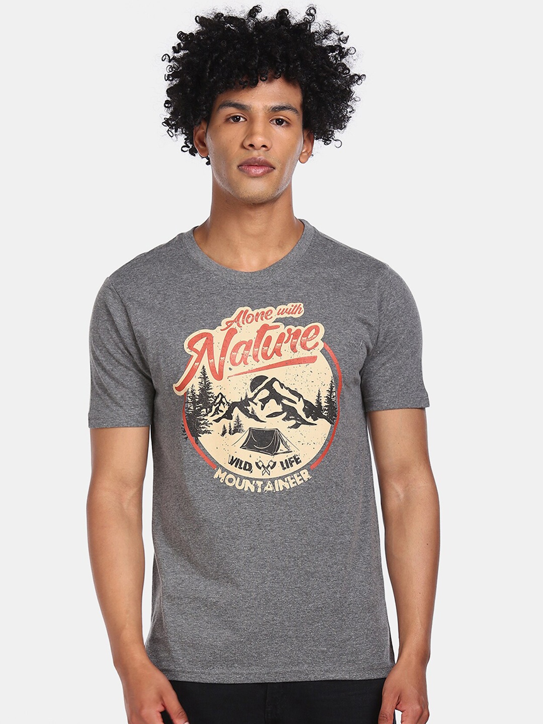 

Cherokee Men Grey Printed T-shirt
