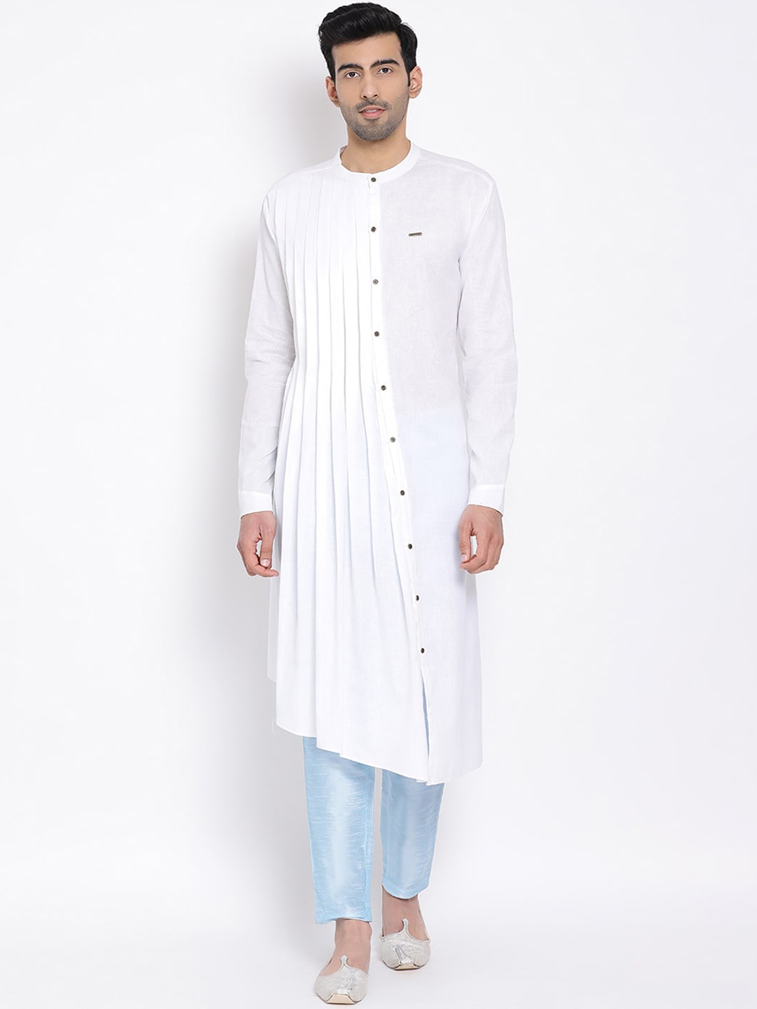 

Devoiler men white asymmetric kurta
