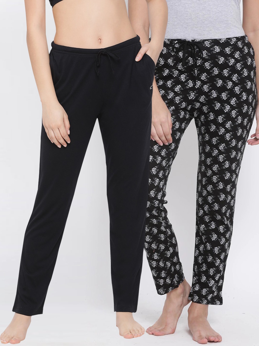 

Kanvin Women Pack Of 2 Pure Cotton Lounge Pants, Black