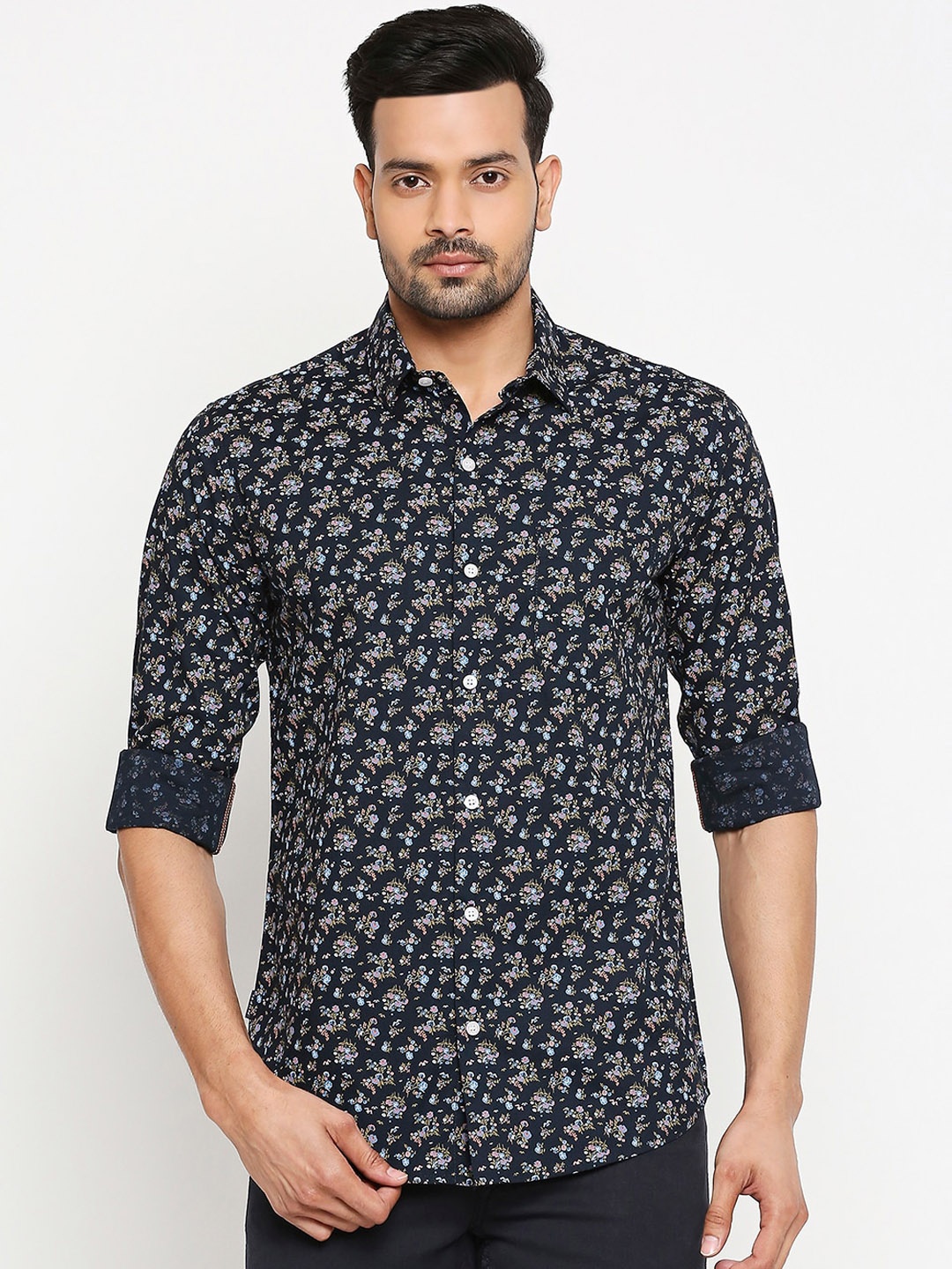 

Mufti Men Navy Blue Slim Fit Printed Casual Shirt