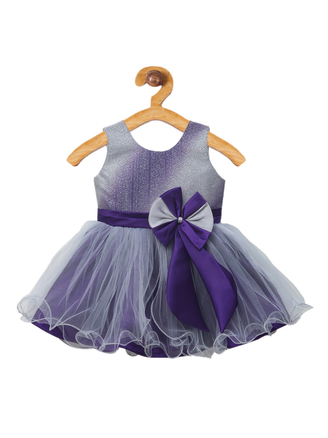 

The Magic Wand Girls Purple Self Design Fit and Flare Dress