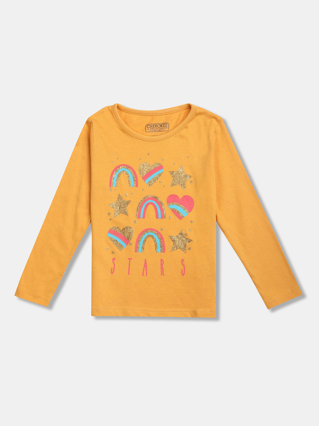 

Cherokee Girls Yellow Printed Round Neck T-shirt