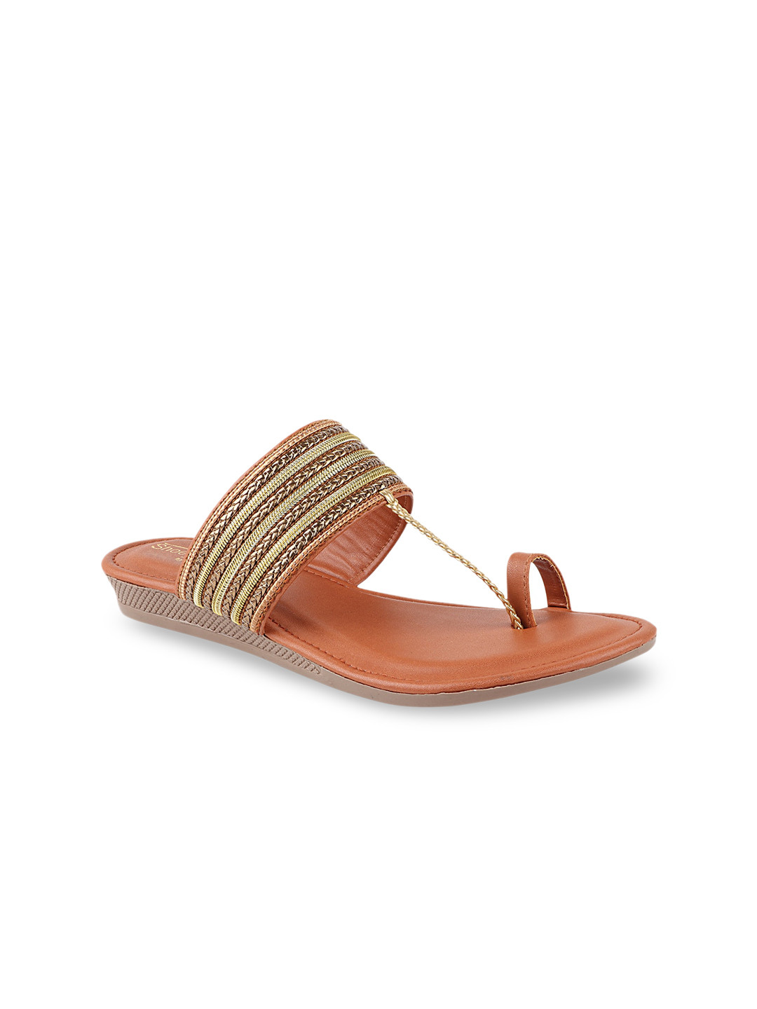 

Shoetopia Women Tan Brown Embellished One Toe Flats