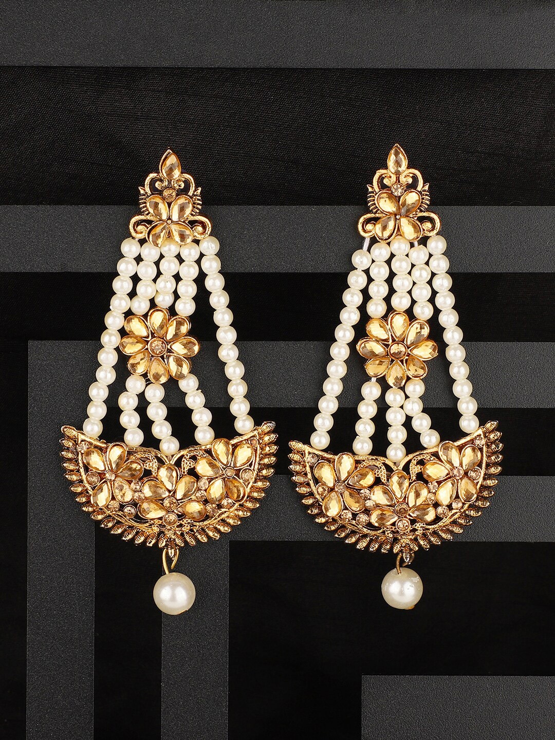 

ANIKAS CREATION White Contemporary Drop Earrings