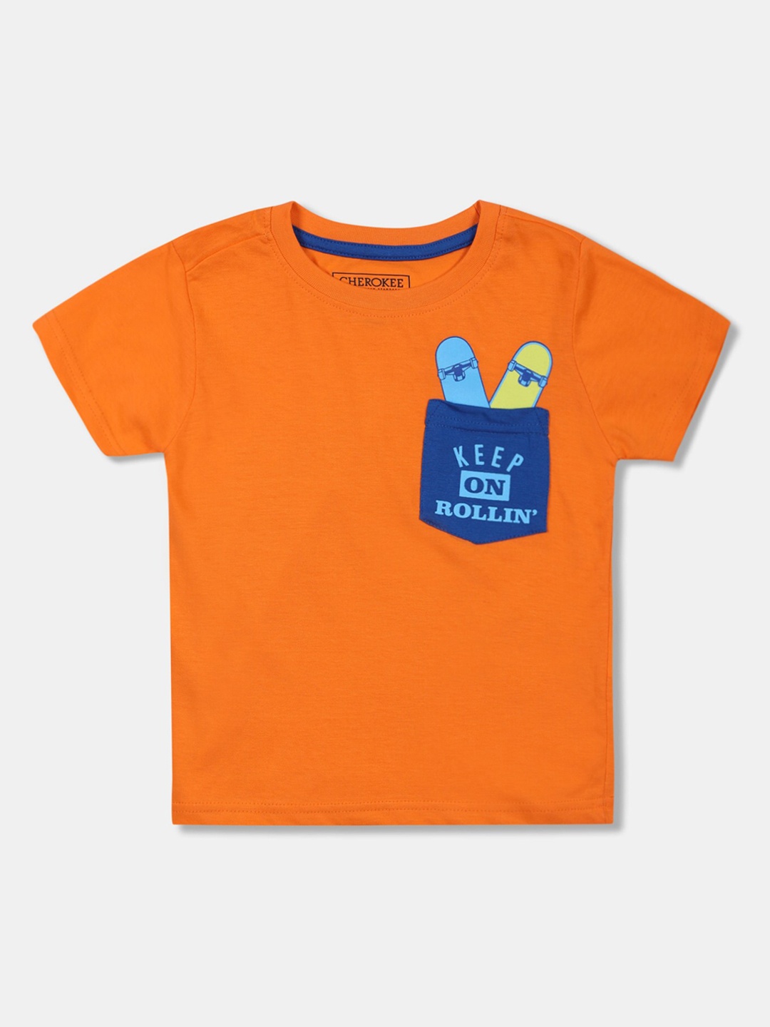 

Cherokee Boys Orange Printed Round Neck T-shirt