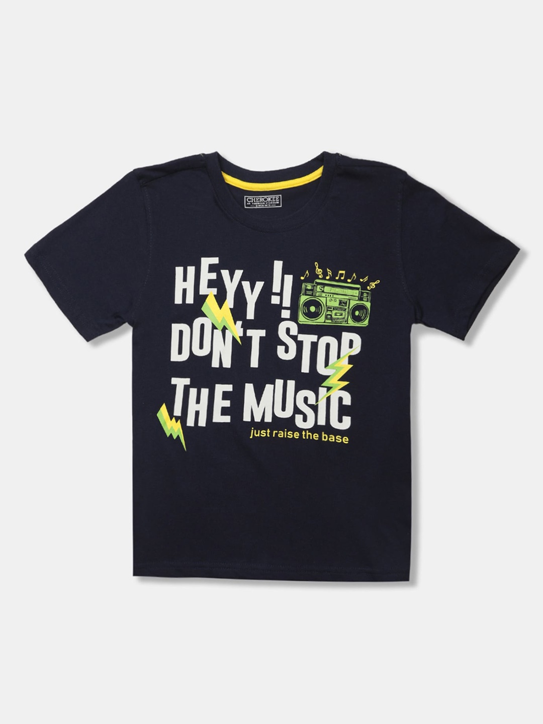 

Cherokee Boys Navy Blue Printed Round Neck T-shirt