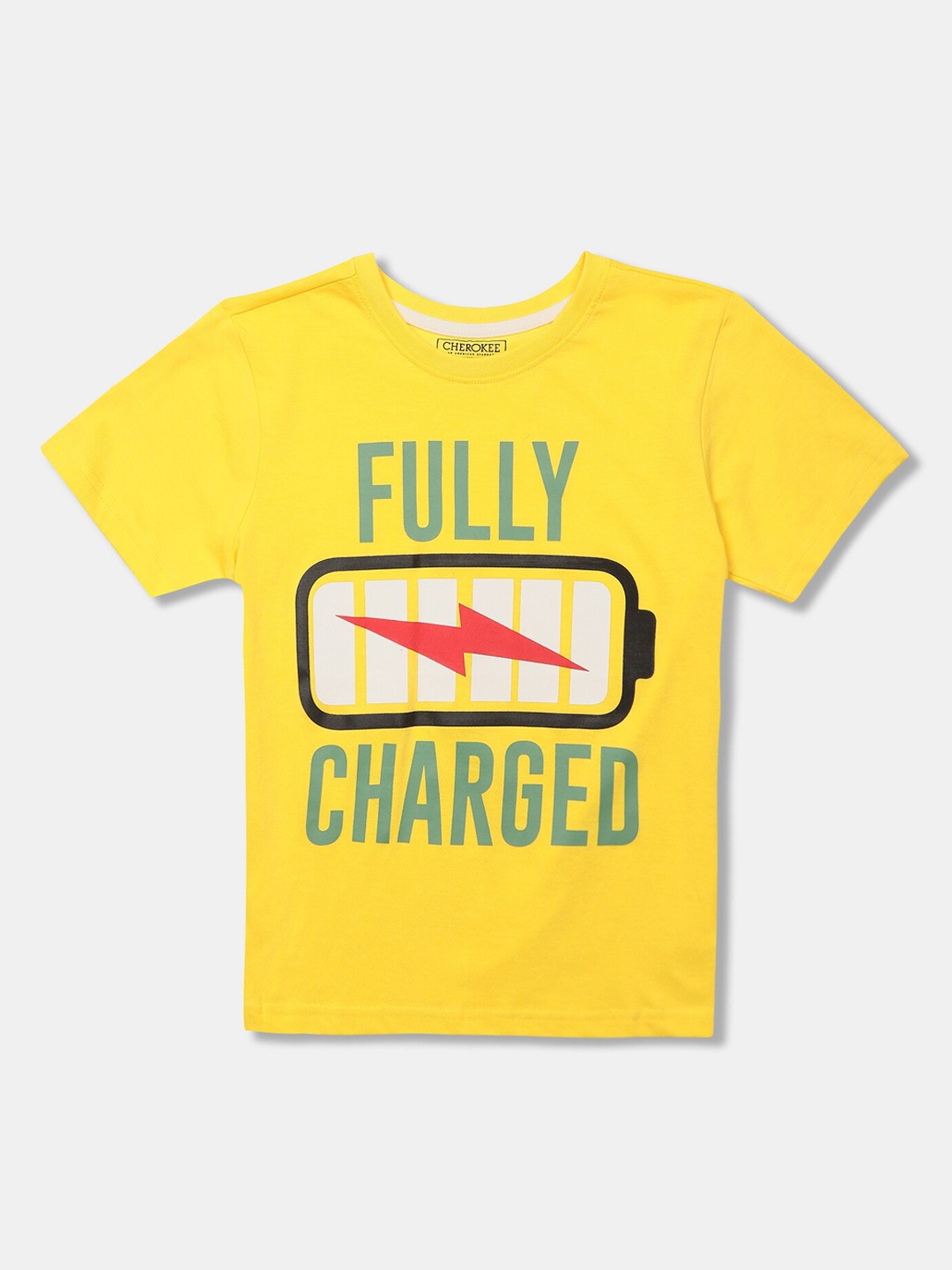 

Cherokee Boys Yellow Printed Round Neck T-shirt