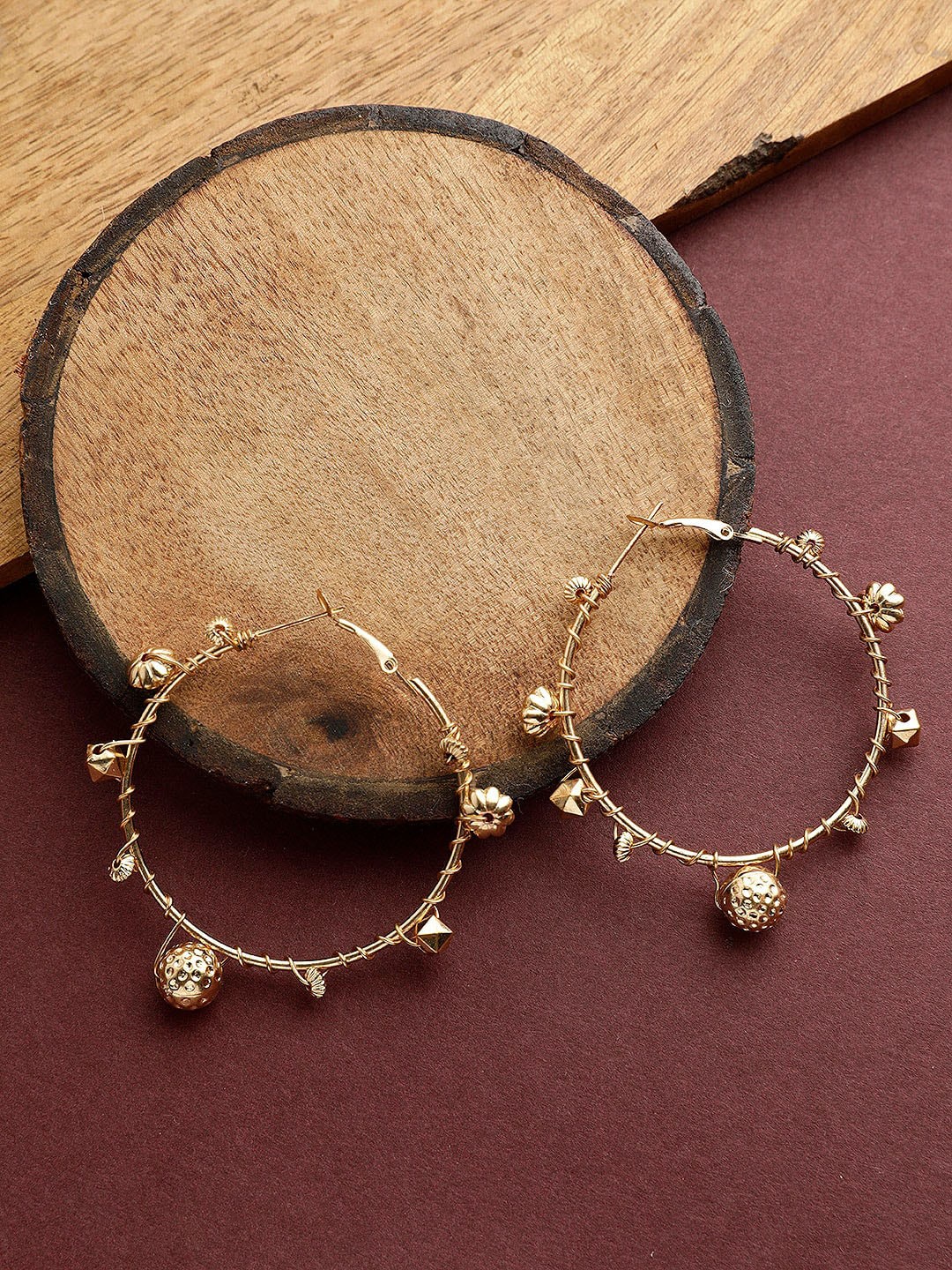 

STREET 9 Gold-Plated Handcrafted Contemporary Hoop Earrings
