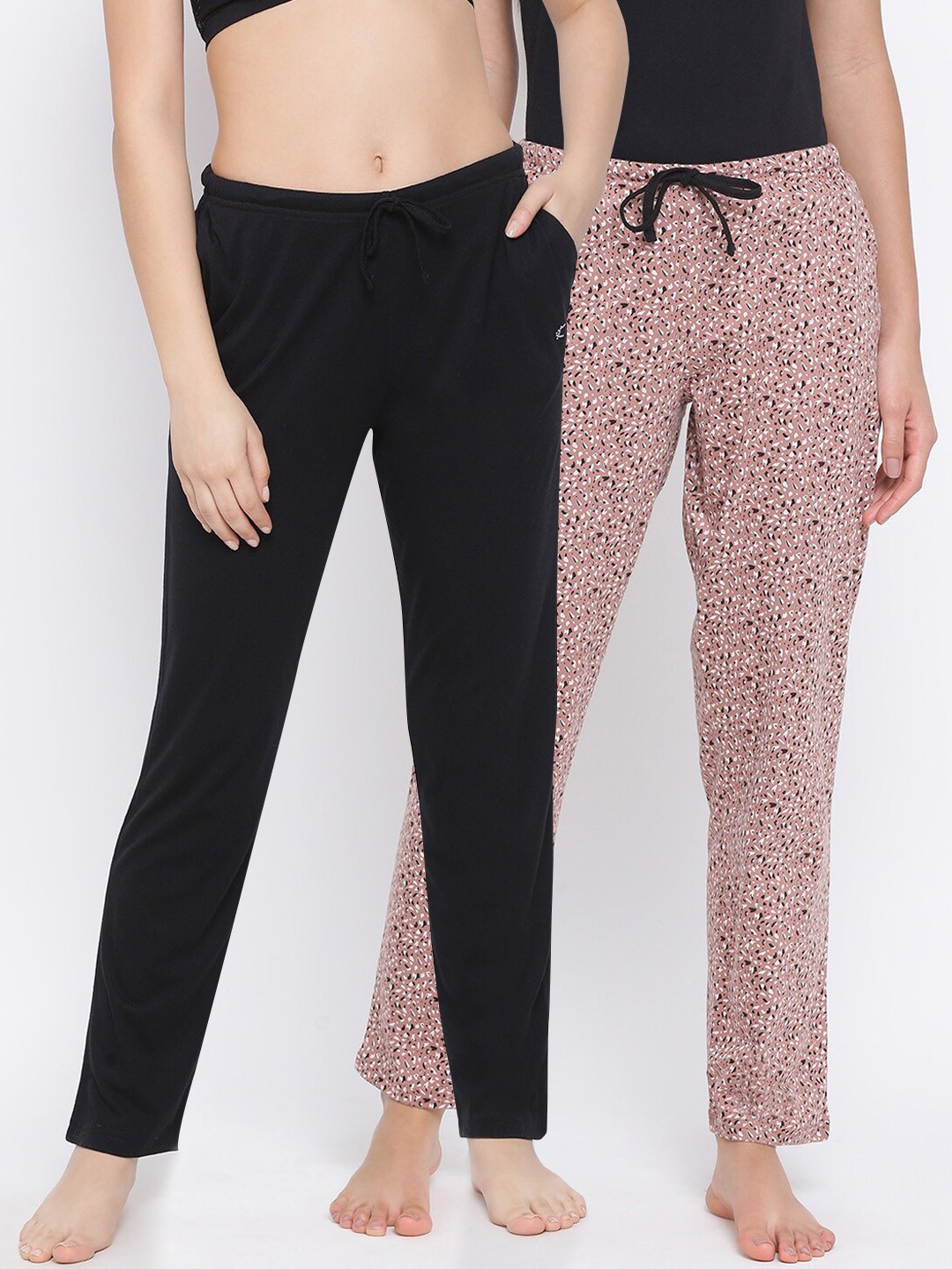 

Kanvin Women Pack Of 2 Pure Cotton Lounge Pants, Black