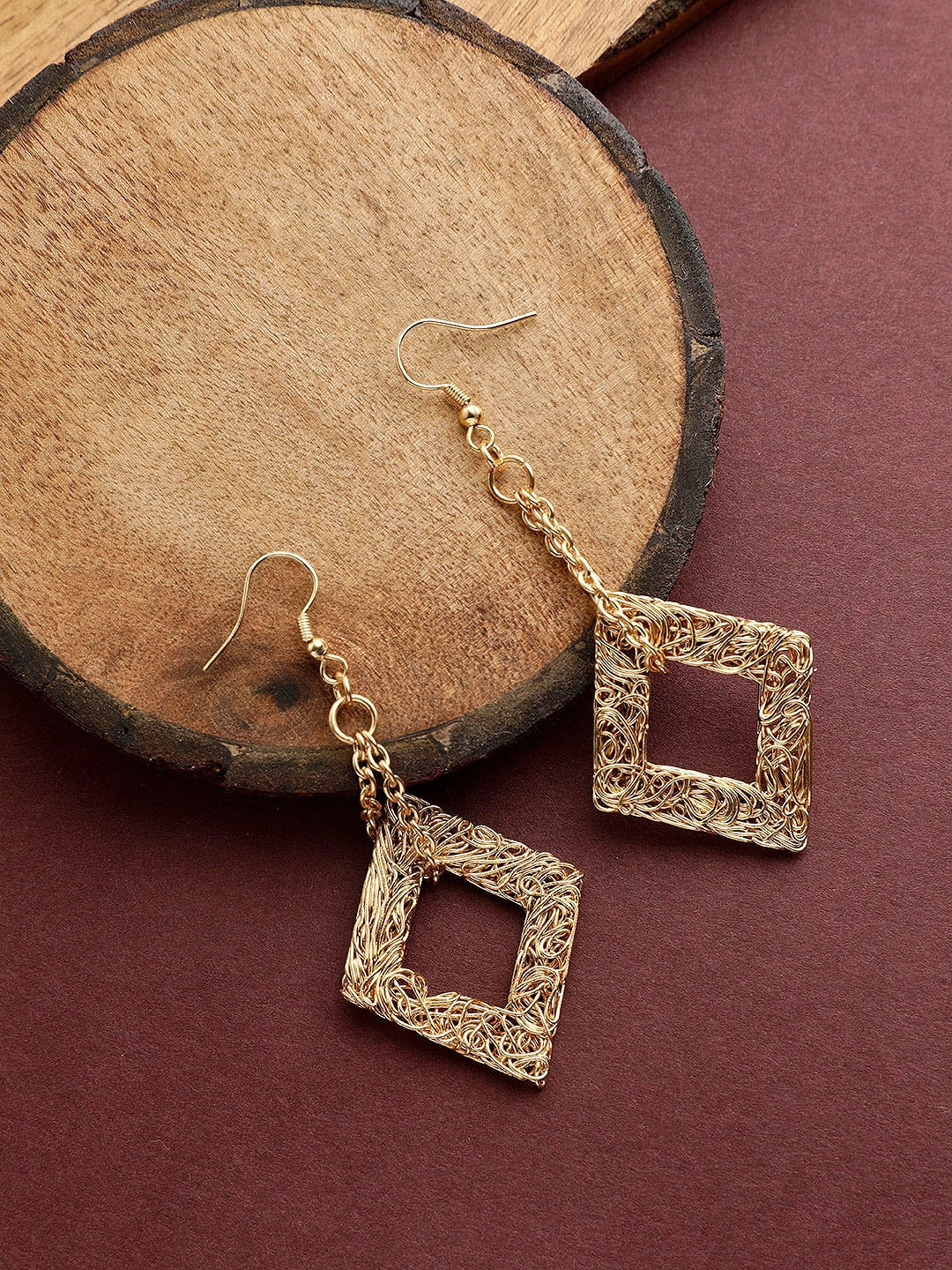 

STREET 9 Gold-Plated Handcrafted Contemporary Drop Earrings