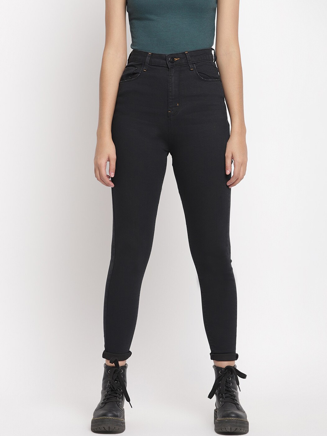 

Belliskey Women Black Super Skinny Fit High-Rise Clean Look Stretchable Jeans