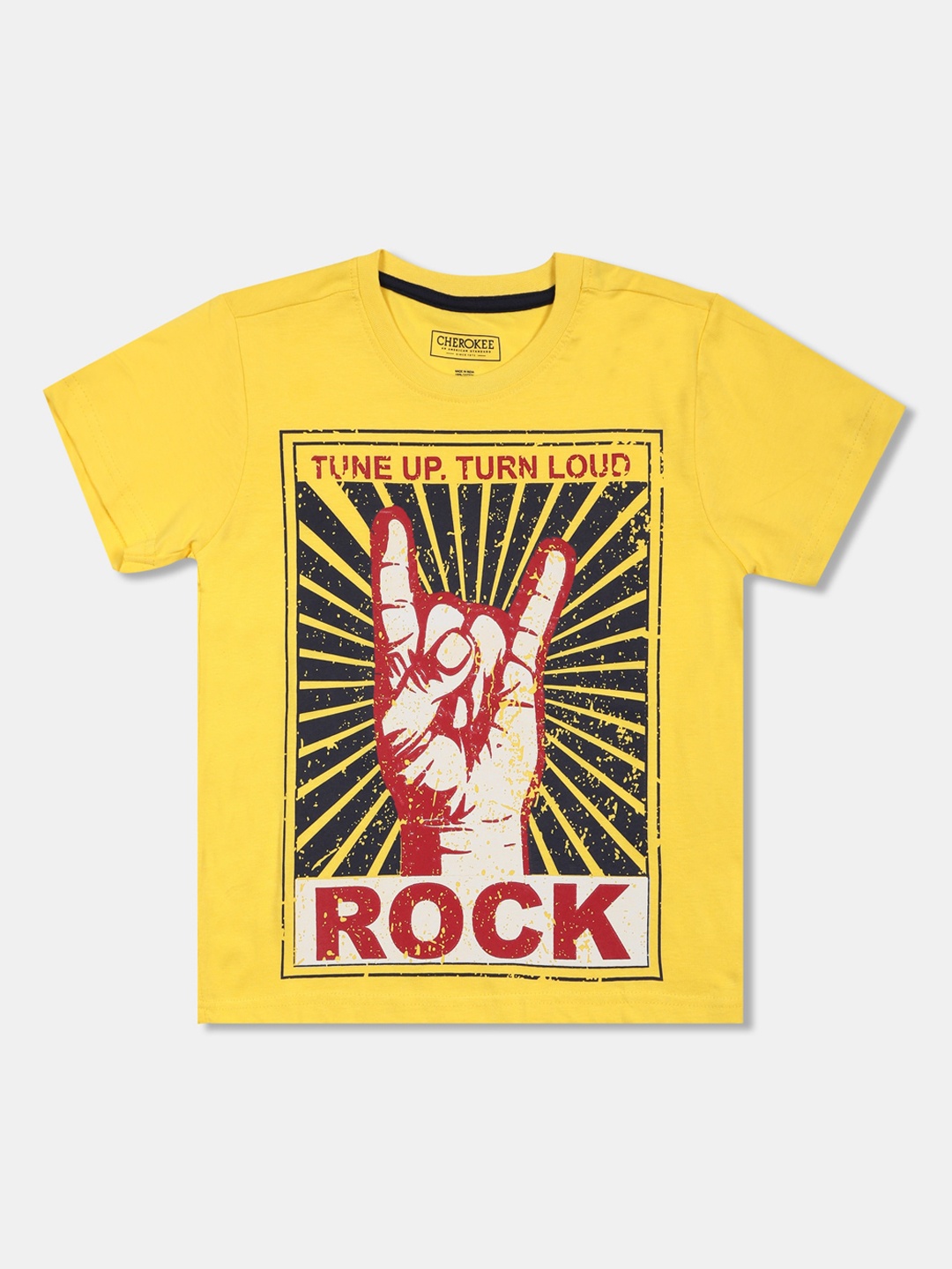 

Cherokee Boys Yellow Printed Round Neck T-shirt
