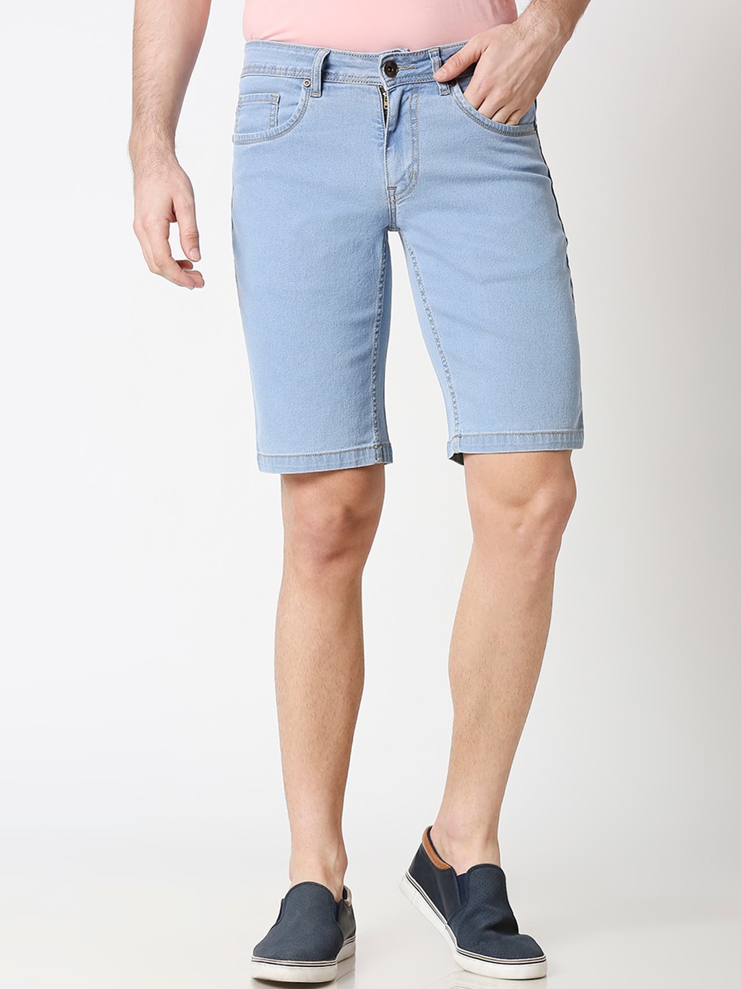 

High Star Men Blue Solid Regular Fit Denim Shorts