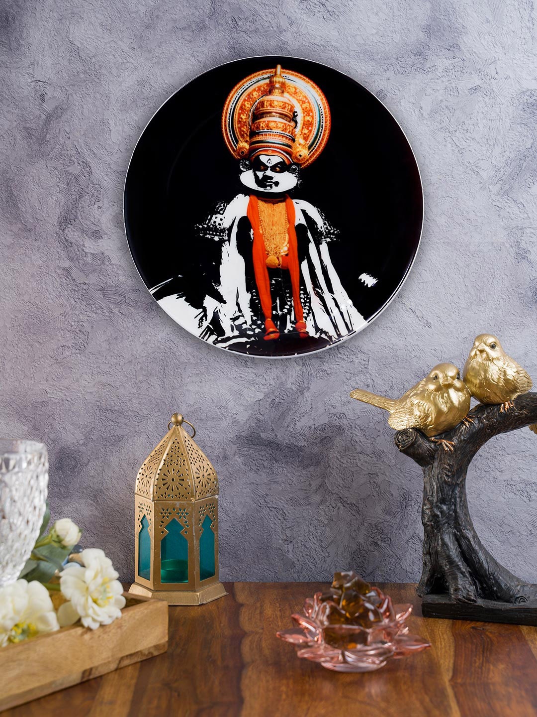 

KOLOROBIA Black & Orange Dances Of India Kathakali Inspired Wall Decor Plate