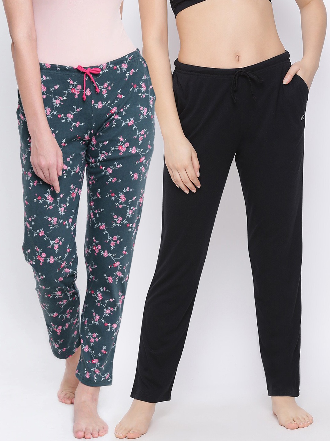 

Kanvin Women Pack Of 2 Pure Cotton Lounge Pants, Black