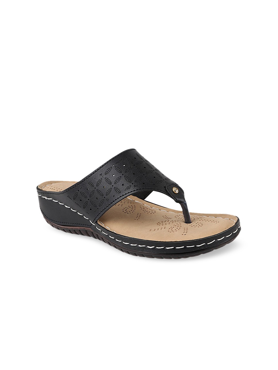 

Shoetopia Women Black Textured Wedges
