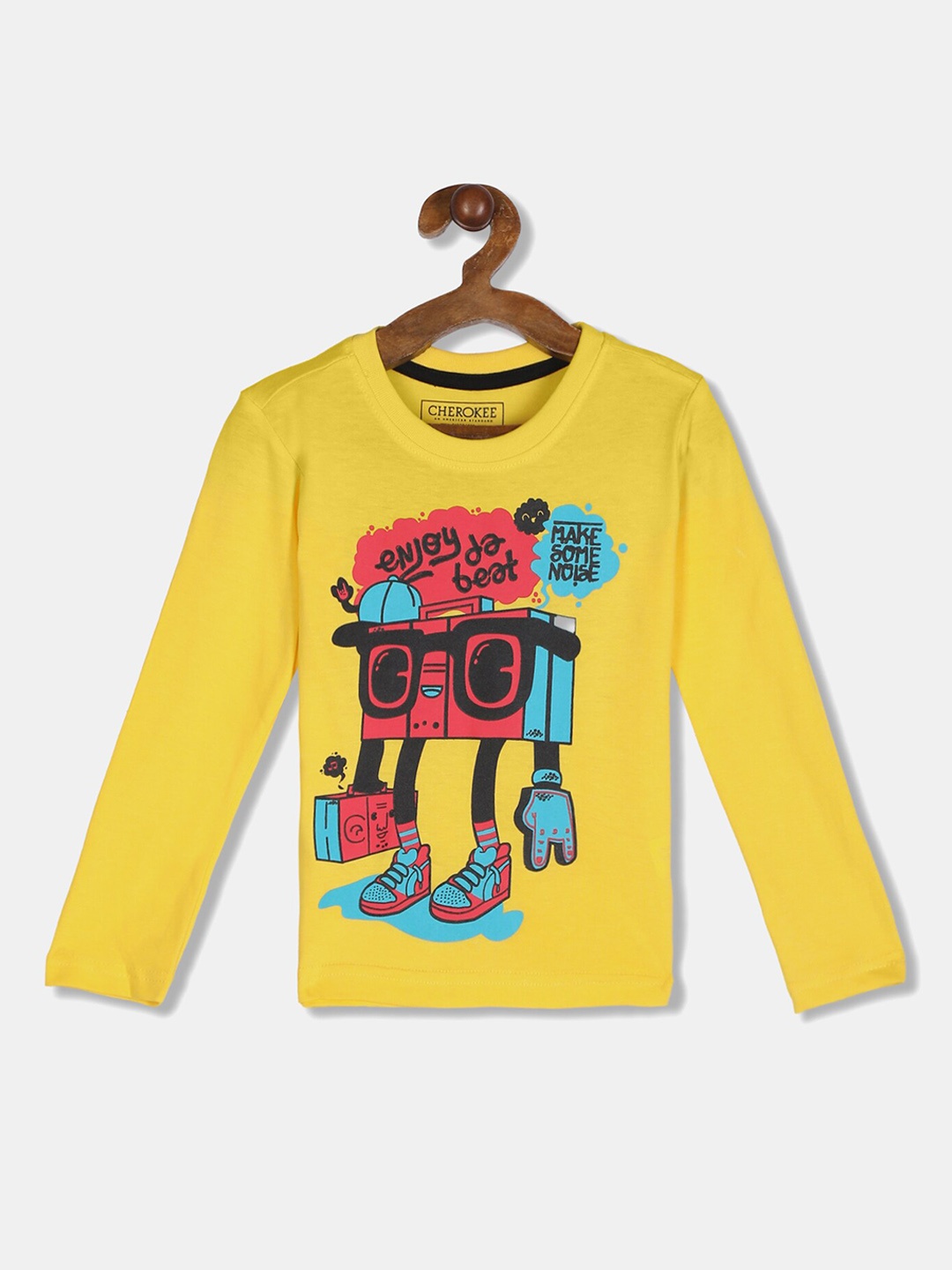 

Cherokee Boys Yellow Printed Round Neck T-shirt