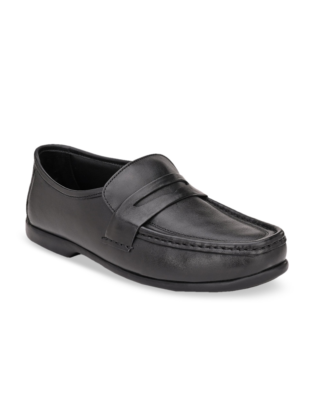 

CARLO ROMANO Men Black Solid Nappa Leather Formal Loafers