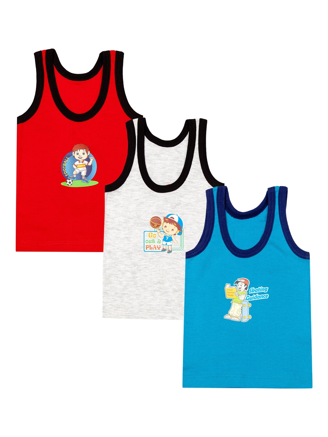 

Zoom Minimondo Infant Boys Pack Of 3 Printed Innerwear Vests, Red