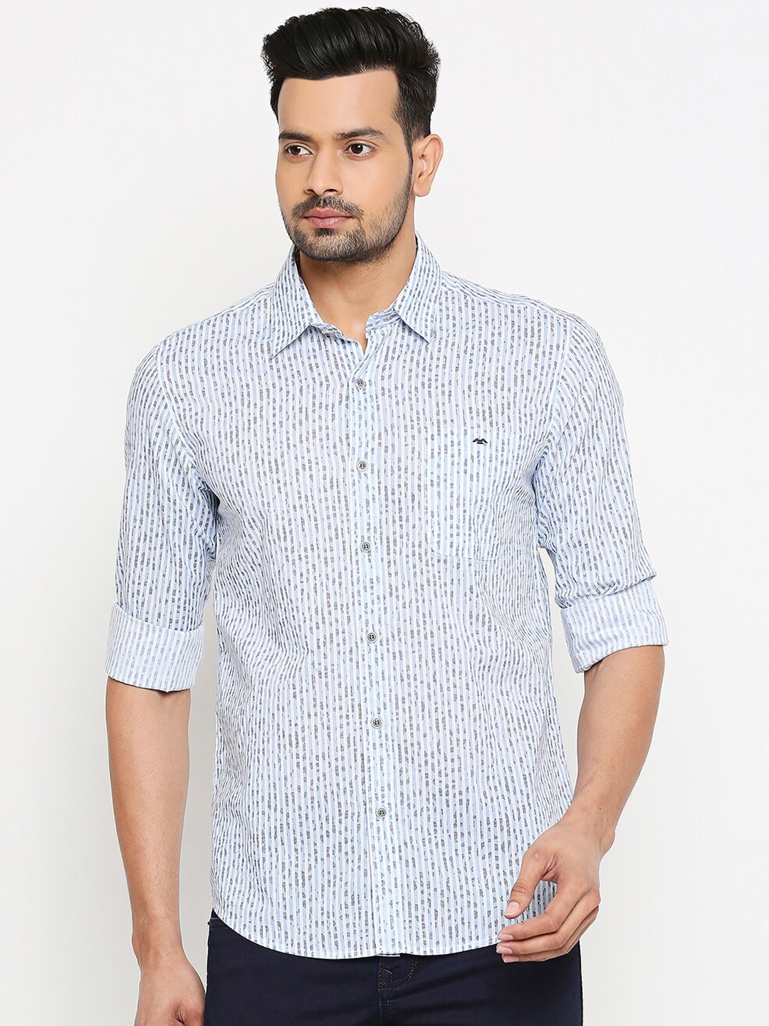 

Mufti Men Blue Slim Fit Printed Casual Shirt