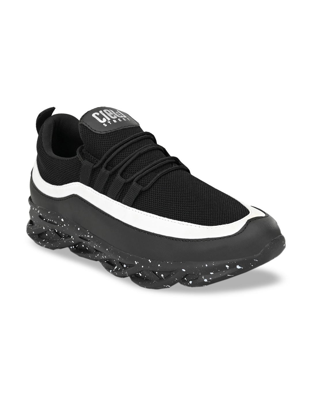 

Crew STREET Men Black & White Mesh Running Shoes
