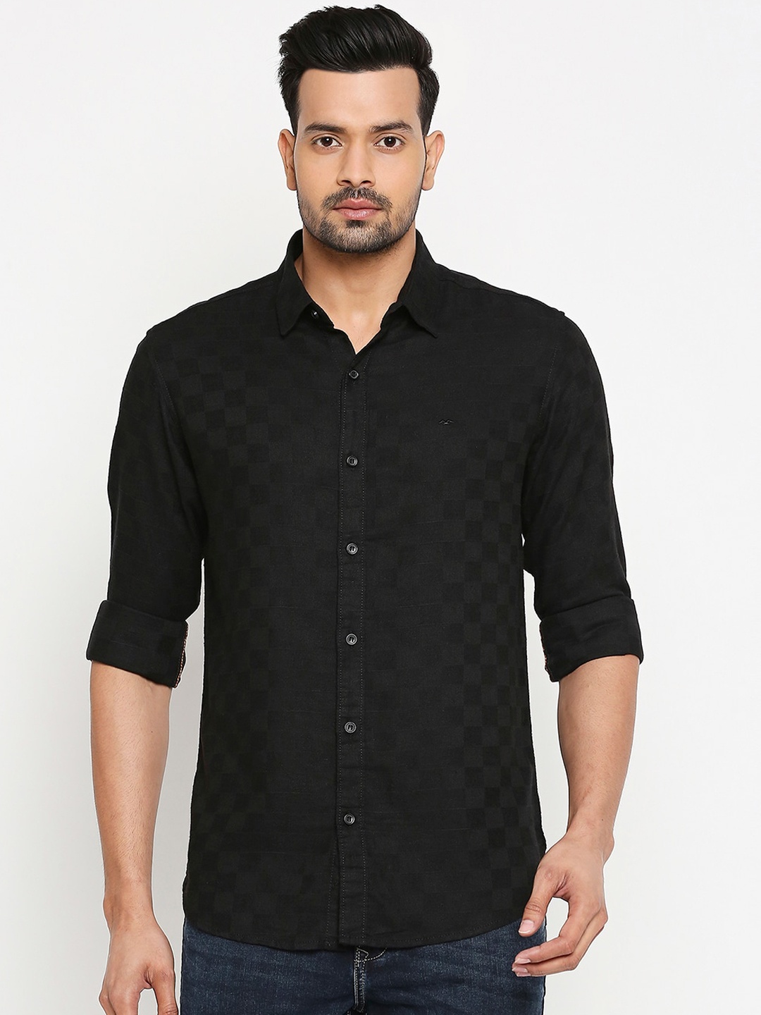 

Mufti Men Black Slim Fit Solid Casual Shirt
