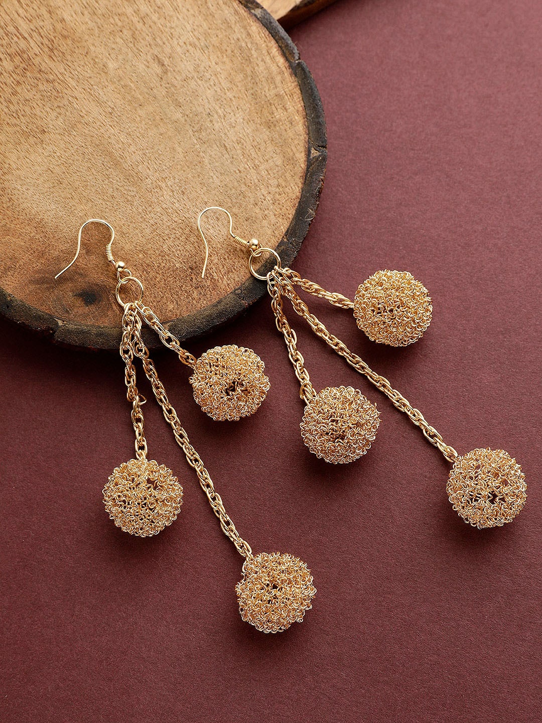 

STREET 9 Gold-Plated Handcrafted Contemporary Drop Earrings