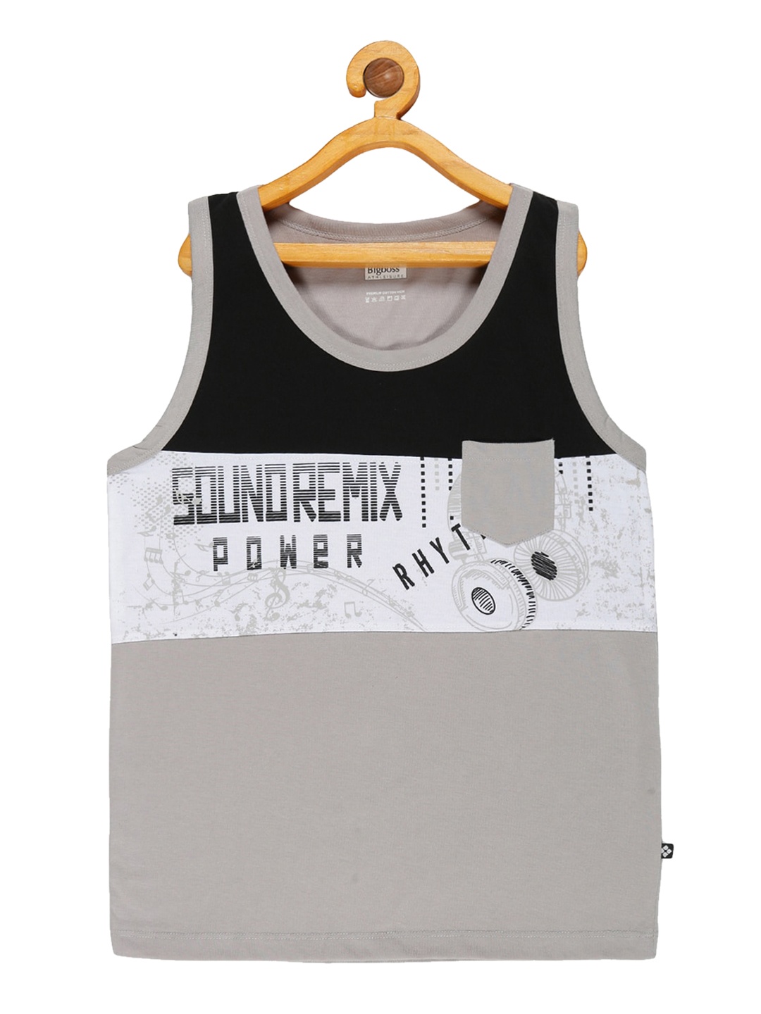 Dollar Boys Grey & Black Printed Tank Tops