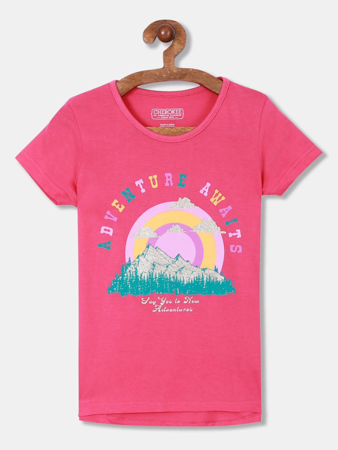 

Cherokee Girls Pink Printed Round Neck T-shirt