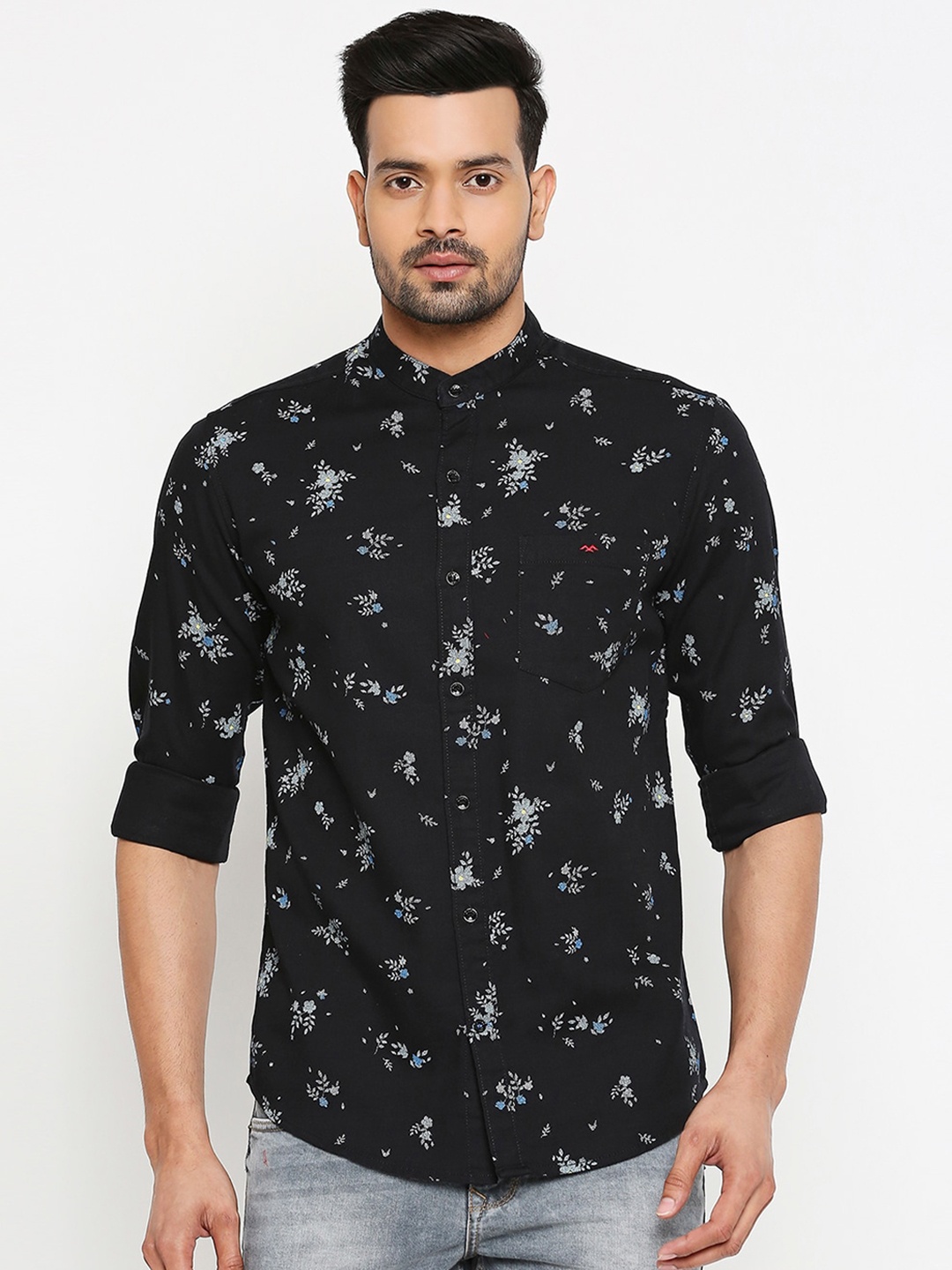 

Mufti Men Black Slim Fit Printed Casual Shirt