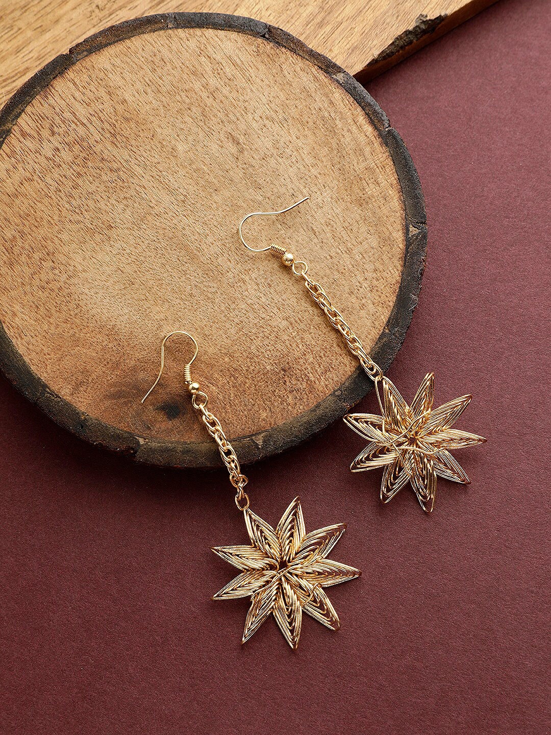 

STREET 9 Gold-Plated Handcrafted Contemporary Drop Earrings