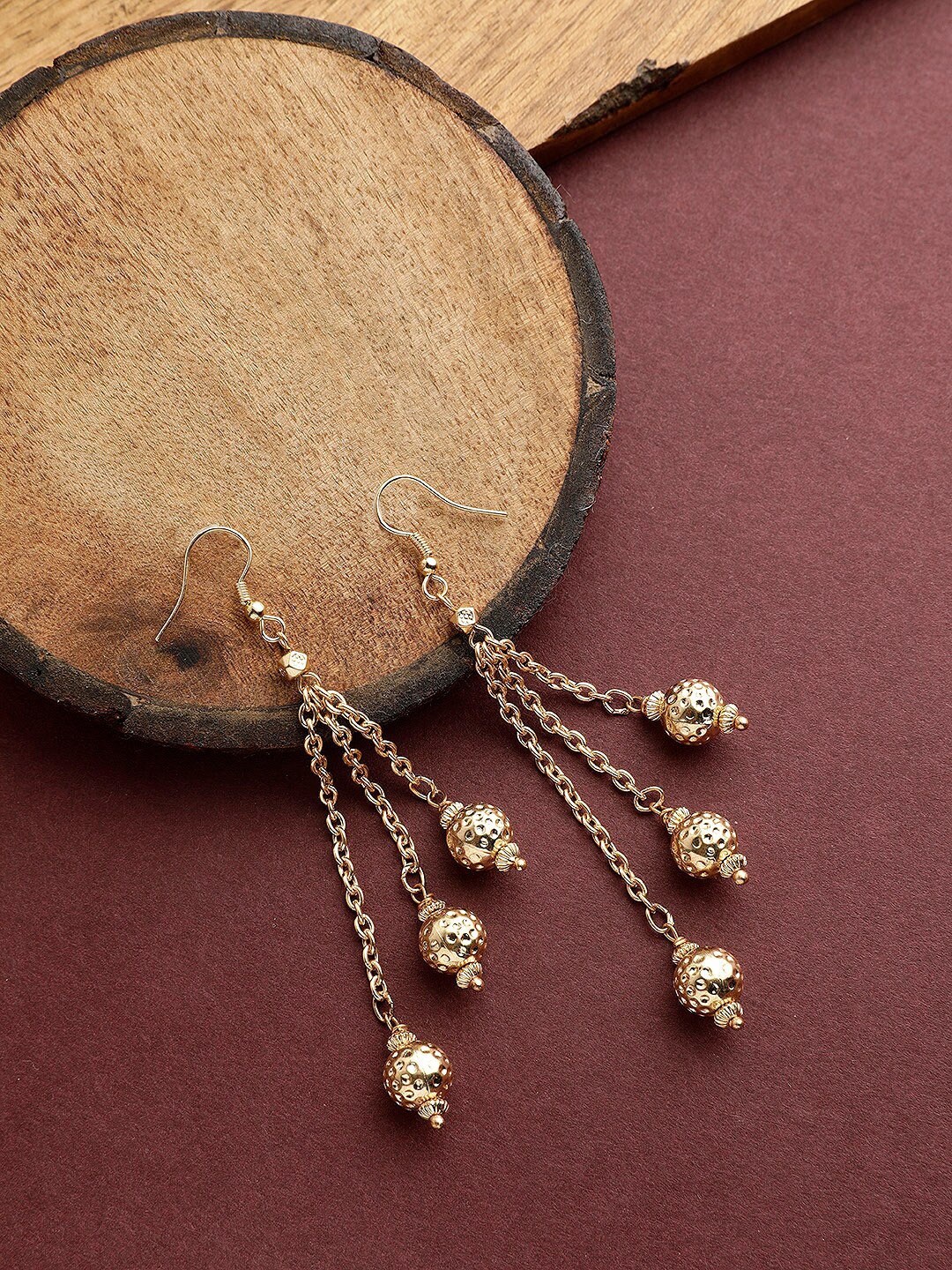 

STREET 9 Gold-Toned Contemporary Drop Earrings