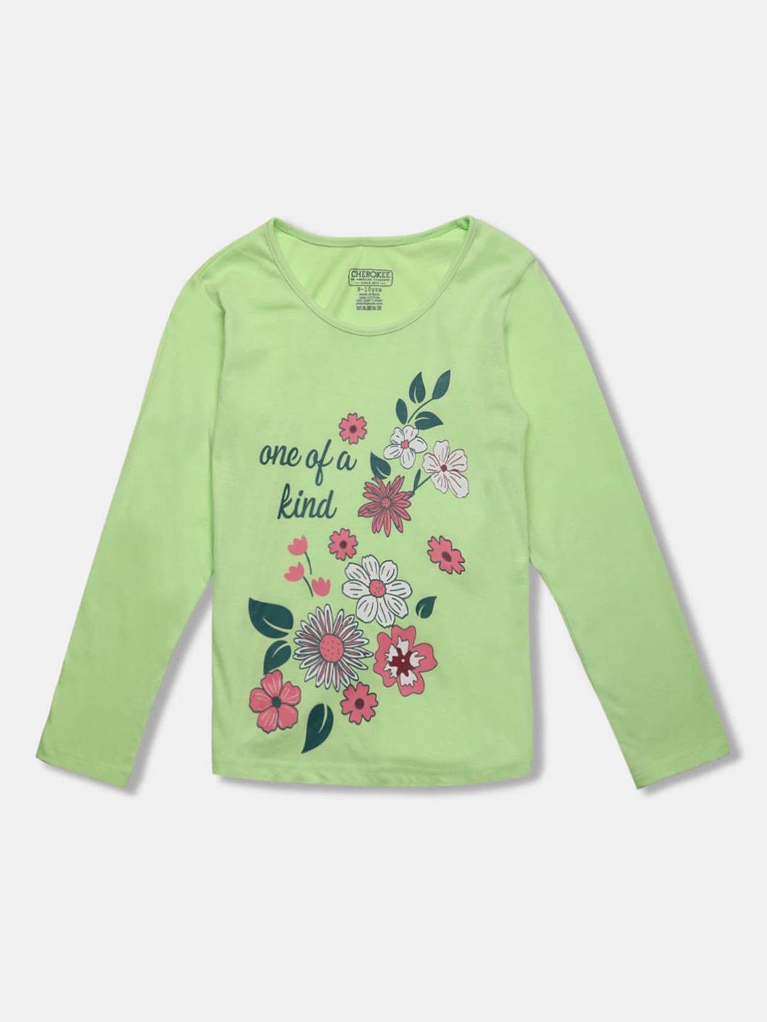 

Cherokee Girls Green Printed Round Neck T-shirt
