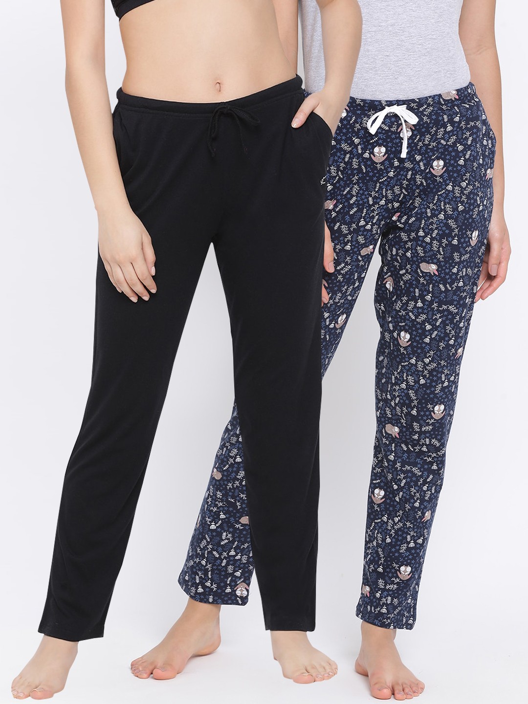 

Kanvin Women Pack Of 2 Pure Cotton Lounge Pants, Black