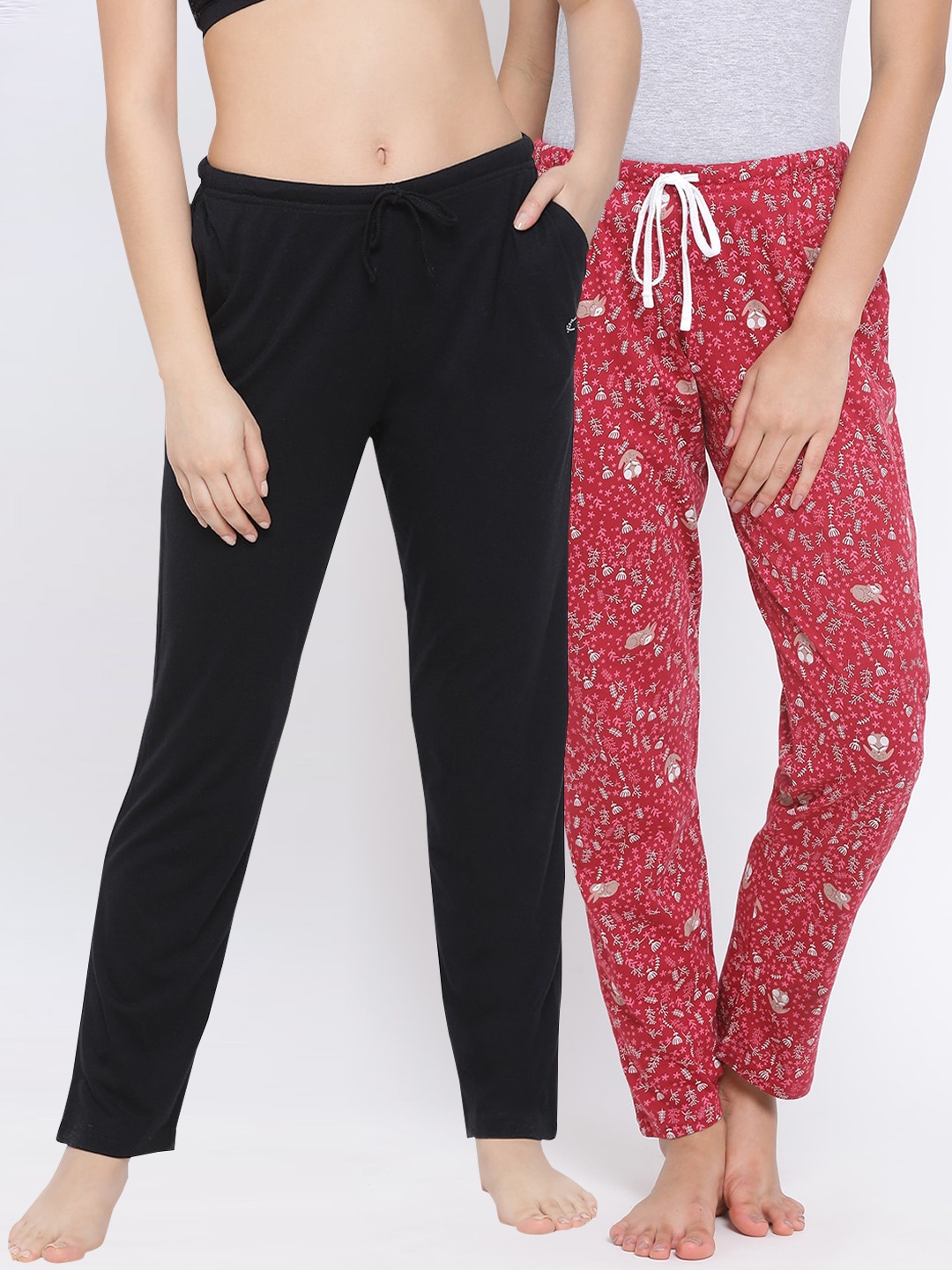 

Kanvin Women Pack Of 2 Pure Cotton Lounge Pants, Black