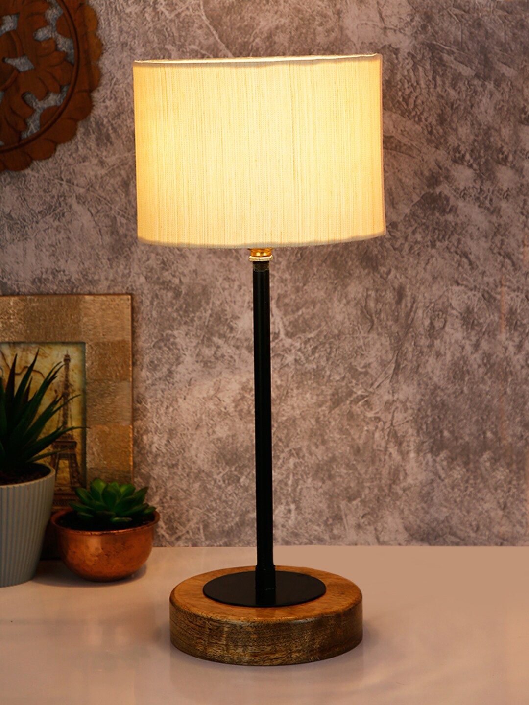 

Devansh Off-White & Brown Textured Buffet Table Lamp with Shade