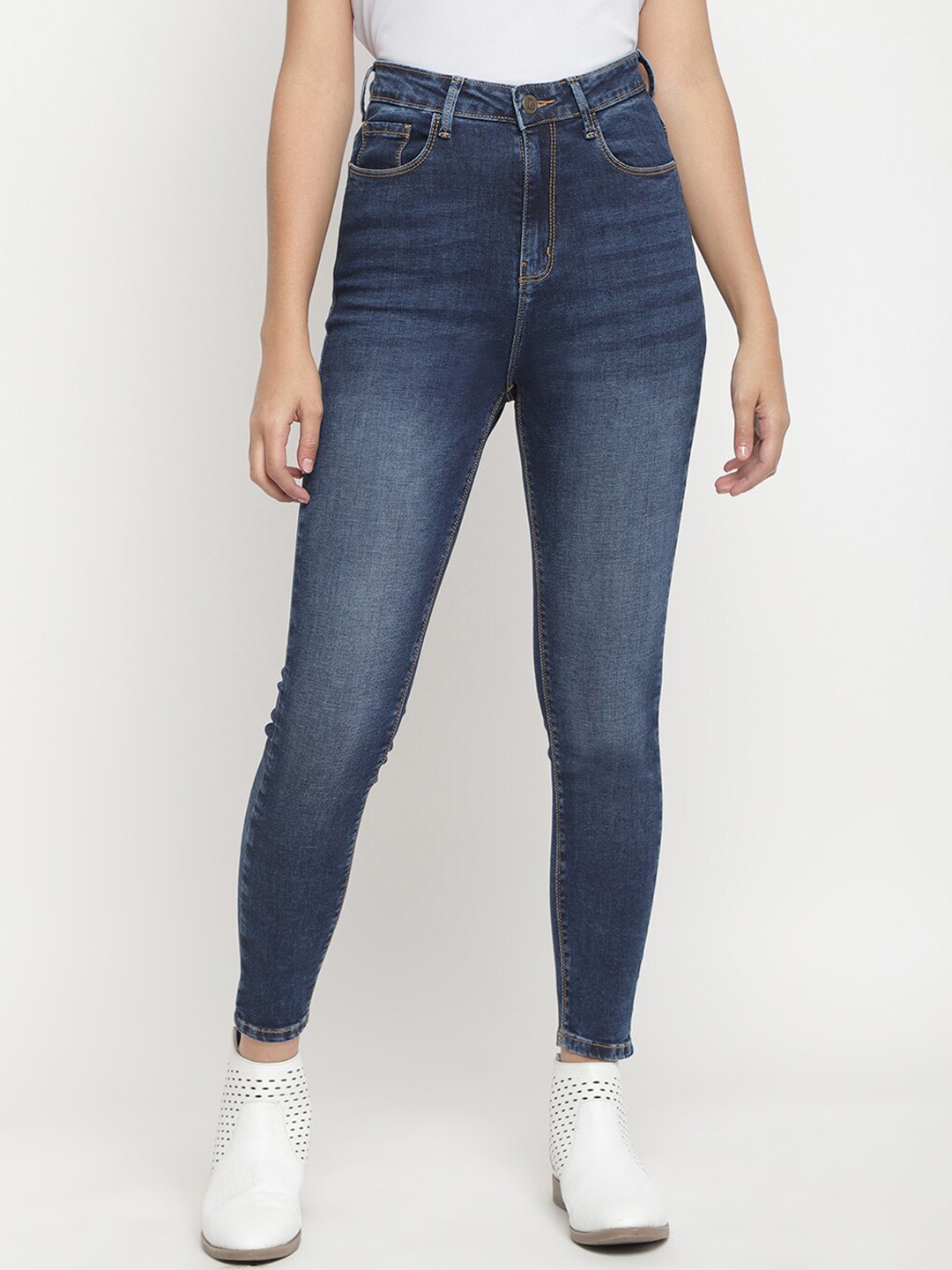 

Belliskey Women Blue Super Skinny Fit High-Rise Clean Look Jeans