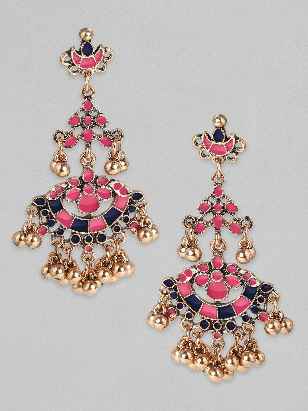 

Rubans Pink Gold-Plated Handcrafted Contemporary Jhumkas