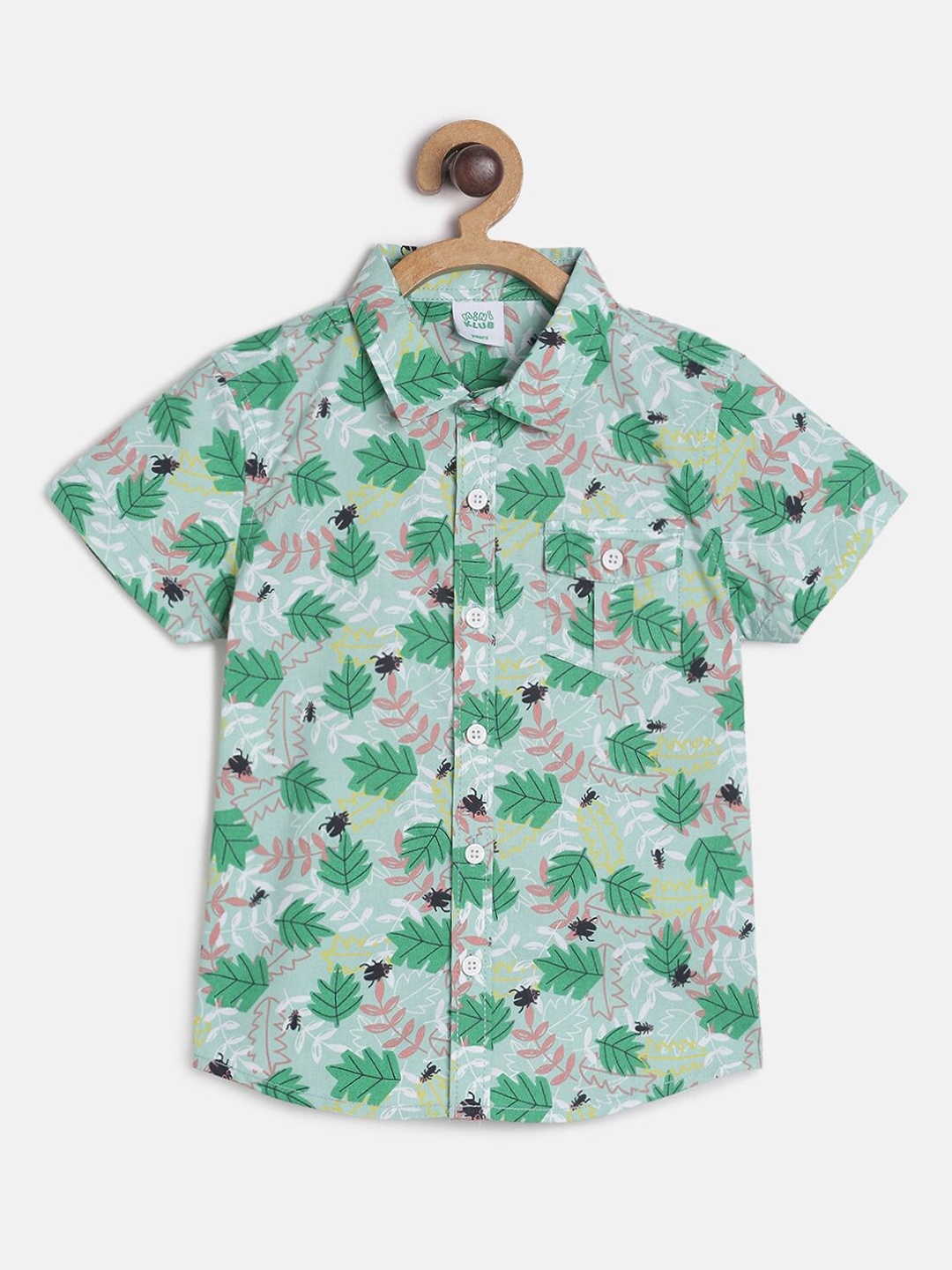 

MINI KLUB Boys Green Regular Fit Printed Casual Shirt