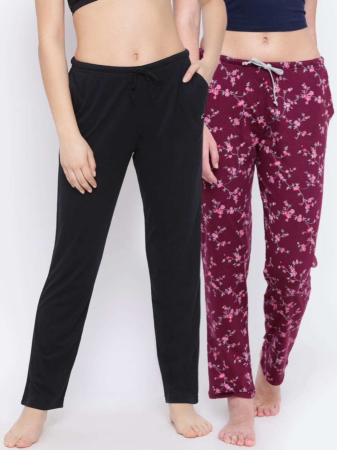 

Kanvin Women Pack Of 2 Pure Cotton Lounge Pants, Black