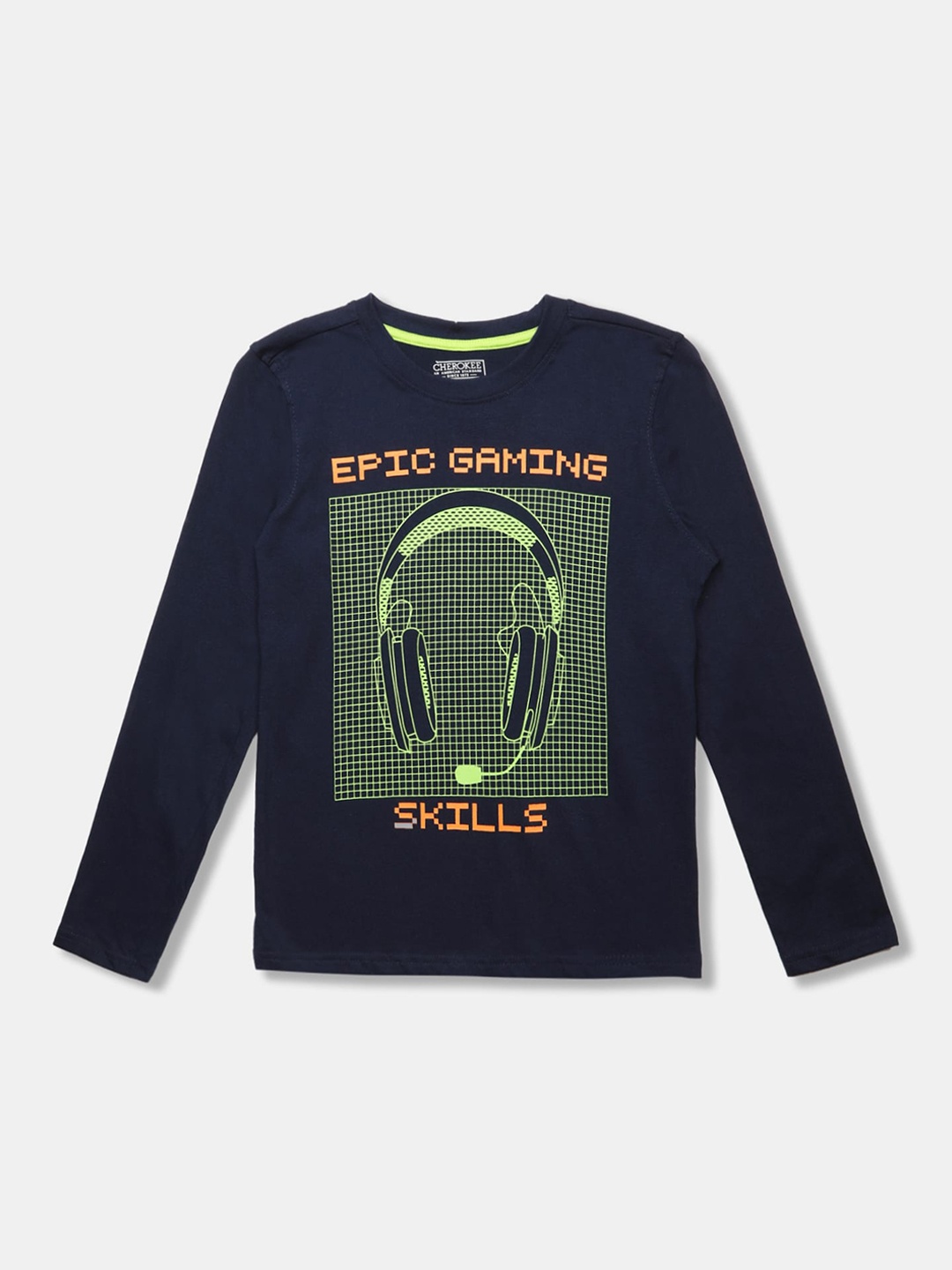

Cherokee Boys Navy Blue Printed Round Neck T-shirt