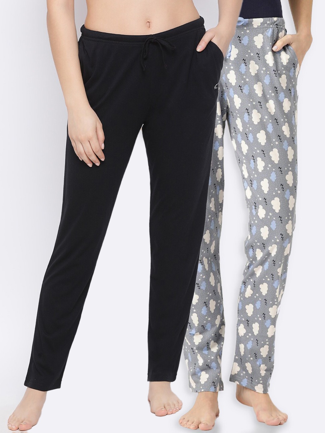 

Kanvin Women Pack Of 2 Pure Cotton Lounge Pants, Black