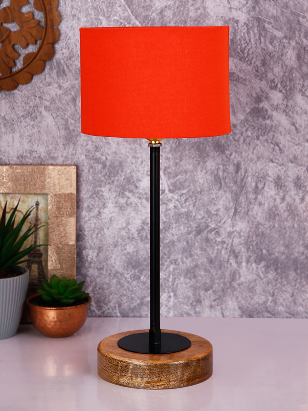 

Devansh Orange & Brown Solid Cylindrical Table Lamp