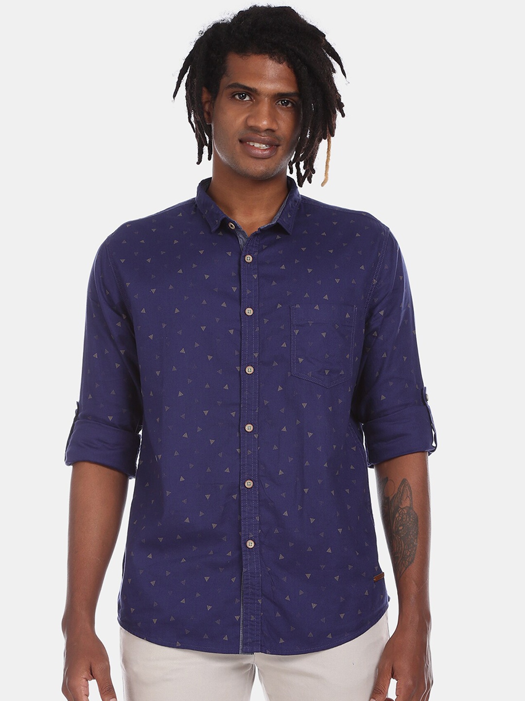 

Cherokee Men Blue Printed Casual Shirt